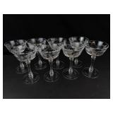 Etched Stemmed Coupe Glasses (Set of 8)