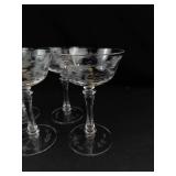 Etched Stemmed Coupe Glasses (Set of 8)