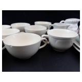 Hall Creamer & White Tea Cup Assortment With Plates