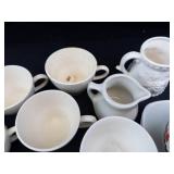 Hall Creamer & White Tea Cup Assortment With Plates