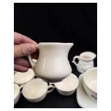 Hall Creamer & White Tea Cup Assortment With Plates