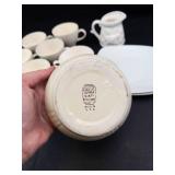Hall Creamer & White Tea Cup Assortment With Plates