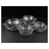 Clear Ribbed Glass Handled Bowls (Set of 4)