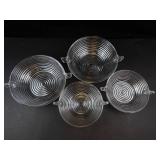 Clear Ribbed Glass Handled Bowls (Set of 4)