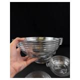 Clear Ribbed Glass Handled Bowls (Set of 4)