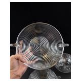 Clear Ribbed Glass Handled Bowls (Set of 4)