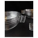 Clear Ribbed Glass Handled Bowls (Set of 4)