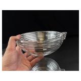 Clear Ribbed Glass Handled Bowls (Set of 4)