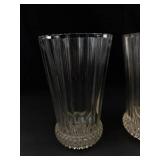 Pair of Ribbed Clear Glass Vases With Bubble Bases