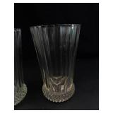 Pair of Ribbed Clear Glass Vases With Bubble Bases