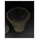 Pair of Ribbed Clear Glass Vases With Bubble Bases