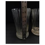 Pair of Ribbed Clear Glass Vases With Bubble Bases