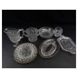 Mixed Lot of Pressed Glass Serveware & Dishes