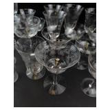 Mixed Lot Etched Glass Stemware & Tumblers