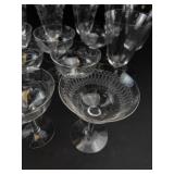 Mixed Lot Etched Glass Stemware & Tumblers