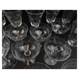 Mixed Lot Etched Glass Stemware & Tumblers