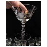 Mixed Lot Etched Glass Stemware & Tumblers