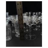 Mixed Lot Etched Glass Stemware & Tumblers