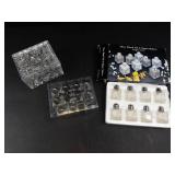 Cut Glass Trinket Box With 2 Miniature Salt & Pepper Shaker Sets