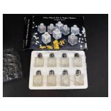 Cut Glass Trinket Box With 2 Miniature Salt & Pepper Shaker Sets