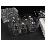 Cut Glass Trinket Box With 2 Miniature Salt & Pepper Shaker Sets