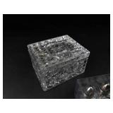 Cut Glass Trinket Box With 2 Miniature Salt & Pepper Shaker Sets