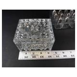 Cut Glass Trinket Box With 2 Miniature Salt & Pepper Shaker Sets