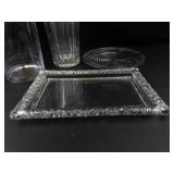 Clear Glass Vanity Tray, Vases and Plate (4 Pieces)