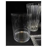 Clear Glass Vanity Tray, Vases and Plate (4 Pieces)