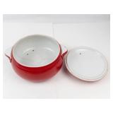 Vintage Halls Superior Kitchenware Chinese Red Covered Casserole Dish