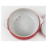 Vintage Halls Superior Kitchenware Chinese Red Covered Casserole Dish