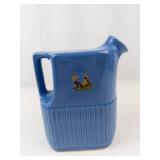 Blue Ceramic Pitcher With Dancers Decal