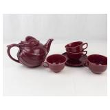 Vintage Hall Teapot With 4 Cups & Saucer