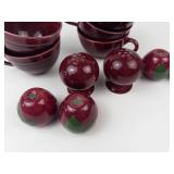 3 Sets Blue Ridge Salt & Pepper Shakers, 4 Red Glazed Teacups Mixed Lot
