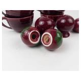 3 Sets Blue Ridge Salt & Pepper Shakers, 4 Red Glazed Teacups Mixed Lot