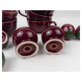 3 Sets Blue Ridge Salt & Pepper Shakers, 4 Red Glazed Teacups Mixed Lot