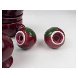 3 Sets Blue Ridge Salt & Pepper Shakers, 4 Red Glazed Teacups Mixed Lot