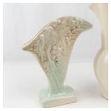 Vintage McCoy Rustic Line Grape Cluster Vase & White Pottery Pitcher Mixed Lot