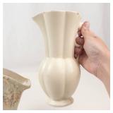 Vintage McCoy Rustic Line Grape Cluster Vase & White Pottery Pitcher Mixed Lot