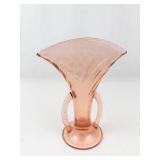 Vintage Pink Depression Glass Fan Vase
