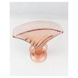 Vintage Pink Depression Glass Fan Vase