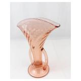 Vintage Pink Depression Glass Fan Vase