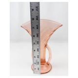 Vintage Pink Depression Glass Fan Vase