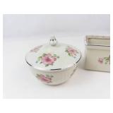 Halls Pottery Covered Bowl & Rectangle Dish (Lot of 2)