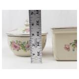 Halls Pottery Covered Bowl & Rectangle Dish (Lot of 2)