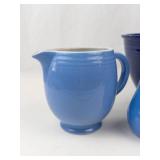 Fiesta Ware Blue Bowl, Hall Pitcher, & Salt & Pepper Shakers Mixed Lot
