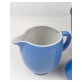 Fiesta Ware Blue Bowl, Hall Pitcher, & Salt & Pepper Shakers Mixed Lot