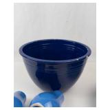 Fiesta Ware Blue Bowl, Hall Pitcher, & Salt & Pepper Shakers Mixed Lot