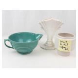 Vintage Bauer Ringware Batter Bowl, White Vase & Hull Teapot Insert Mixed Lot