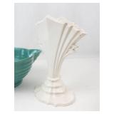 Vintage Bauer Ringware Batter Bowl, White Vase & Hull Teapot Insert Mixed Lot